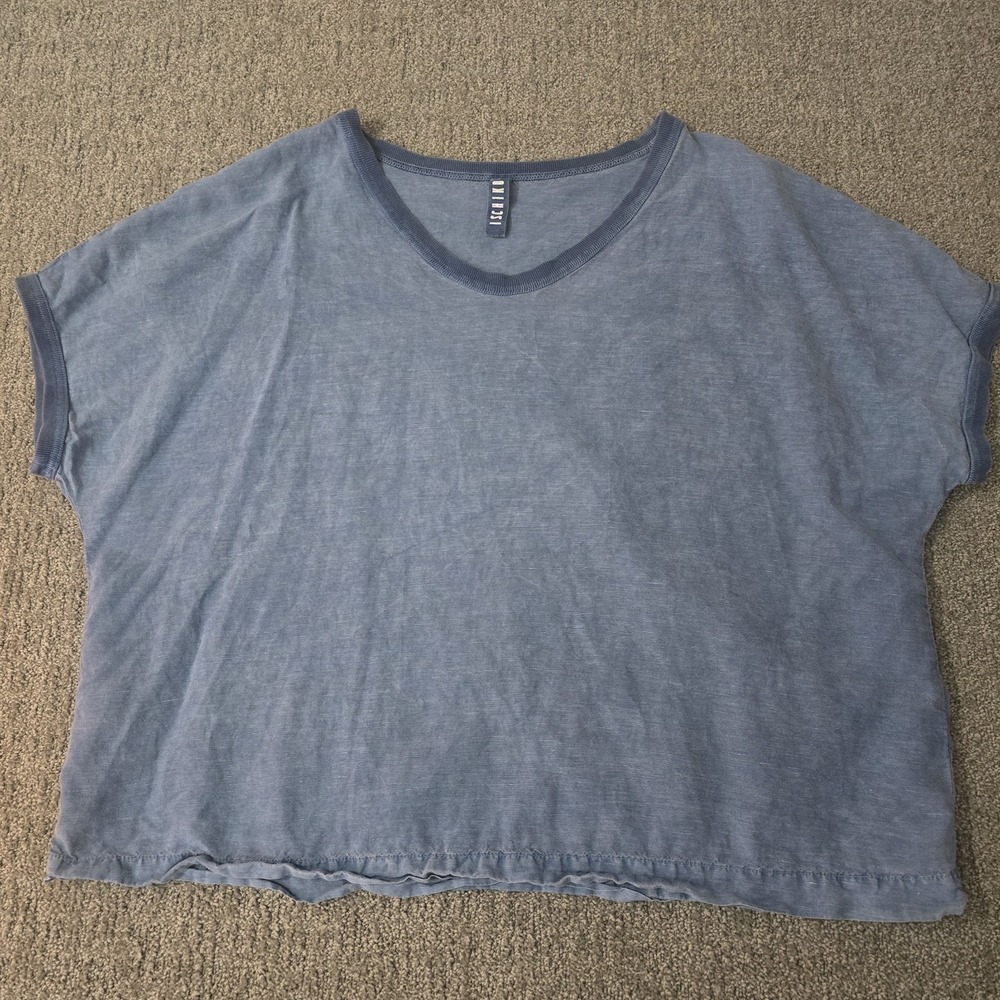 Ischiko Linen Blend Boxy Tee Blue Oversized Minimalist Scandinavian Top 12